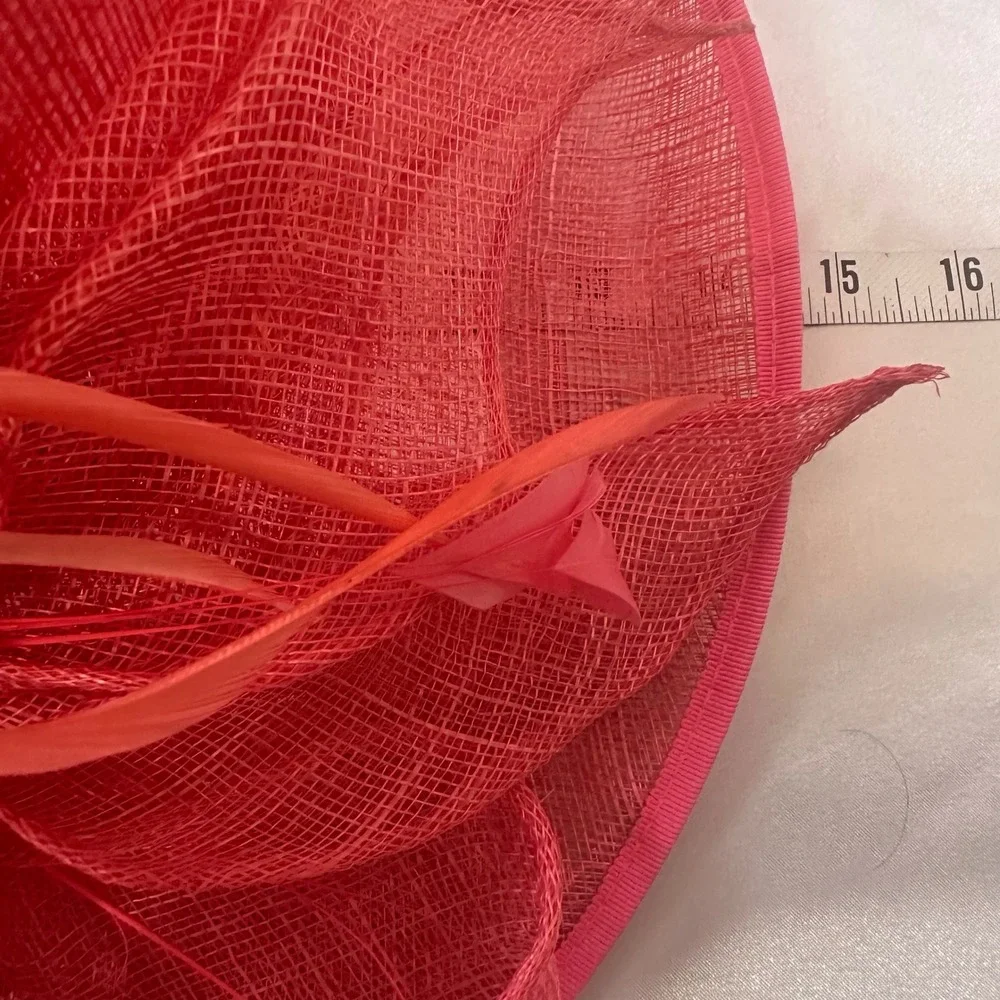 Emma B Design Balfour Hats England Coral Pink Sinamay Feather Fascinator Hat